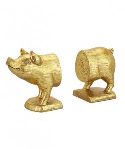 Gold Pig Bookends